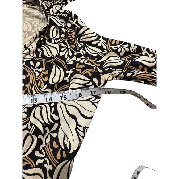 Diane von Furstenberg DVF Silk Wrap Dress Brown and Cream Women's Size 8 - Picture 6 of 6